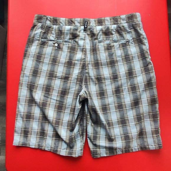 Hurley casual short grey plaid men's size 34 - Picture 3 of 7